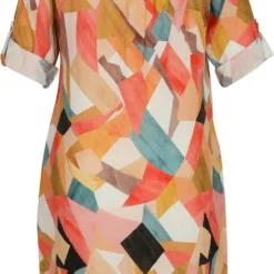 Paprika Korte, Linnen Jurk Met Grafisch Motief -Pantalonix Verkoopwinkel 730x1200