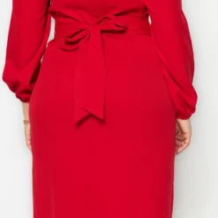 Trendyol Vrouwen Ballon Mouw Vierkante Kraag Verschuiving Grote Maten Jurk -Pantalonix Verkoopwinkel 750x1200