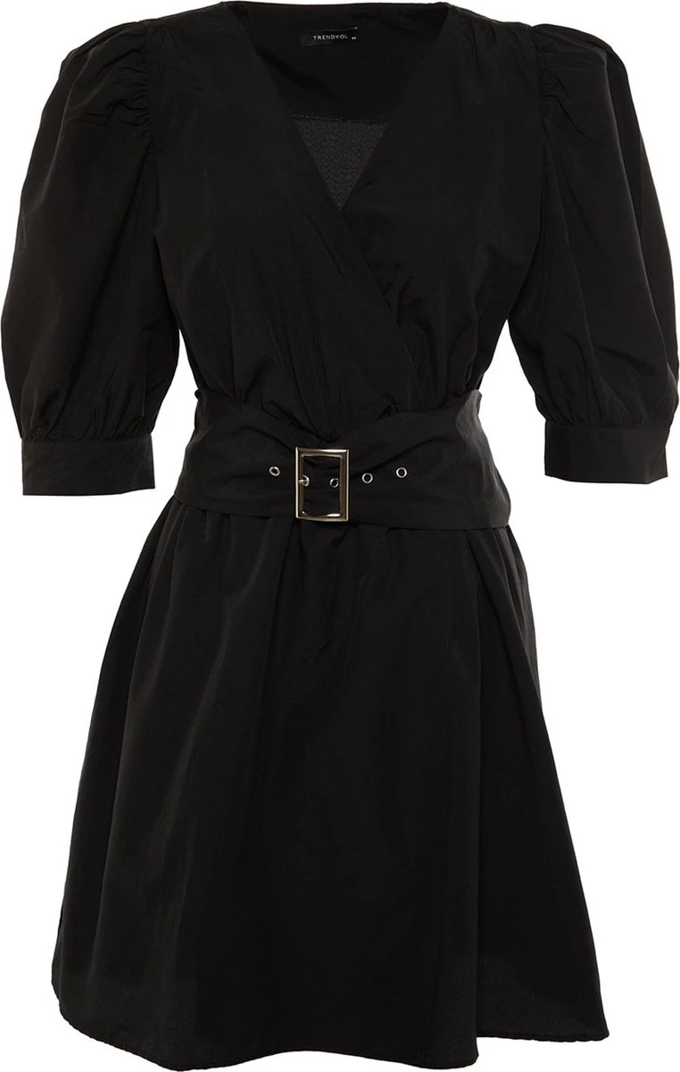 Trendyol Vrouwen Gepofte/ruche Mouw V-hals Omslag Plus Size Jurk 10 Trendyol Vrouwen Gepofte/ruche Mouw V-hals Omslag Plus Size Jurk - Afbeelding 8