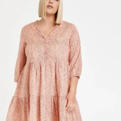 SAMOON Dames Zomerjurk Mellow Buff Gemustert-42