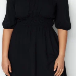 Trendyol Vrouwen Ballon Mouw Carmen Kraag Schaatser Grote Maten Jurk -Pantalonix Verkoopwinkel 777x1200