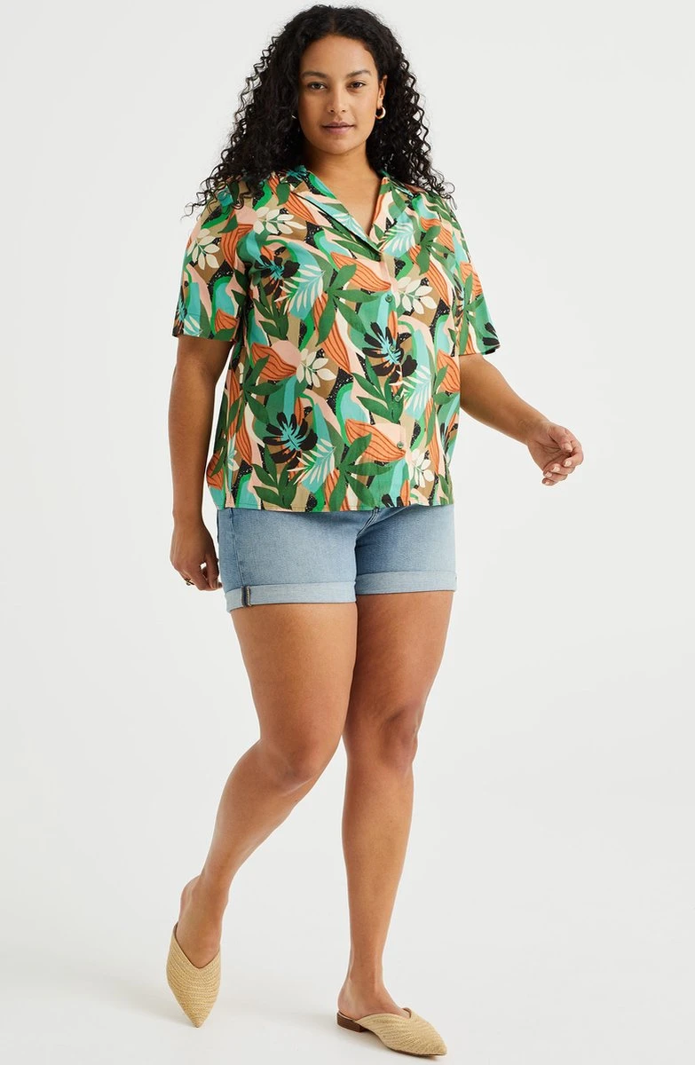 WE Fashion Dames High Rise Denimshort Met Comfort Stretch - Curve 5 WE Fashion Dames High Rise Denimshort Met Comfort Stretch - Curve - Afbeelding 3