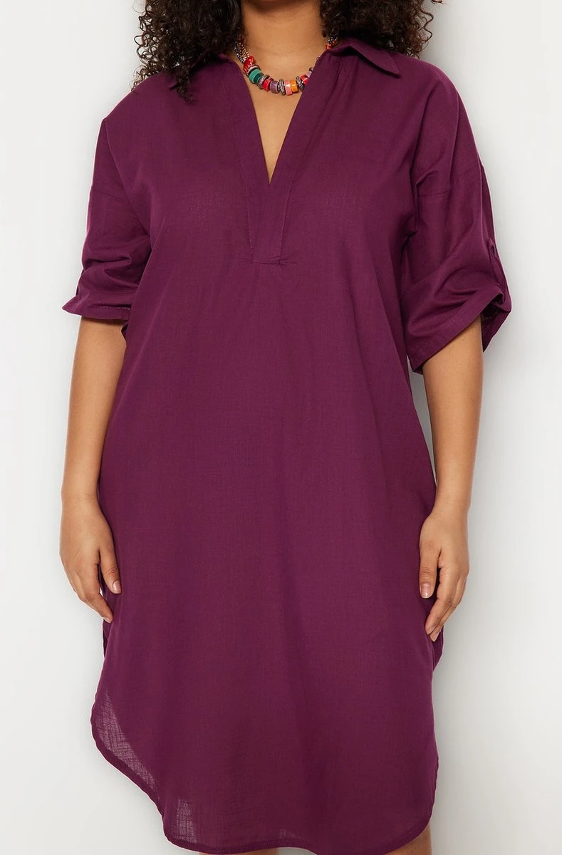 Trendyol Vrouwen Off-shoulder Ronde Hals Verschuiving Grote Maten Jurk 4 Trendyol Vrouwen Off-shoulder Ronde Hals Verschuiving Grote Maten Jurk - Afbeelding 2