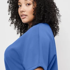 SAMOON Dames Shirt Met Korte Mouwen Blue Bonnet-46 -Pantalonix Verkoopwinkel 795x1200 2