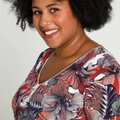 Paprika Gebloemd T-shirt Met Sportband Onderaan -Pantalonix Verkoopwinkel 799x1200 12