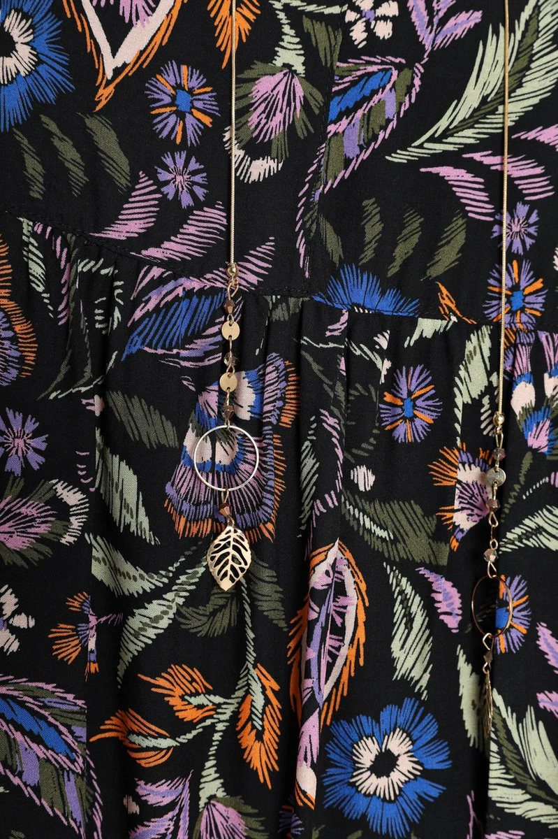 Paprika Korte Volantjurk In Viscose Met Bloemenmotief 4 Paprika Korte Volantjurk In Viscose Met Bloemenmotief - Afbeelding 2