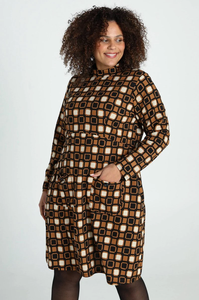 Paprika Korte Jurk In Crêpe Met Grafisch Motief 3 Paprika Korte Jurk In Crêpe Met Grafisch Motief