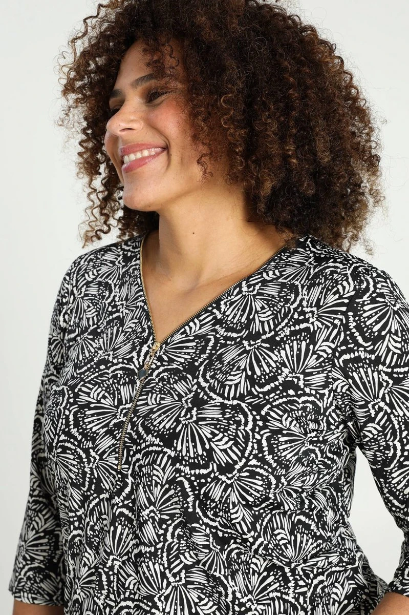 Paprika Bedrukt T-shirt Met Rits En Elastische Onderkant 6 Paprika Bedrukt T-shirt Met Rits En Elastische Onderkant - Afbeelding 4