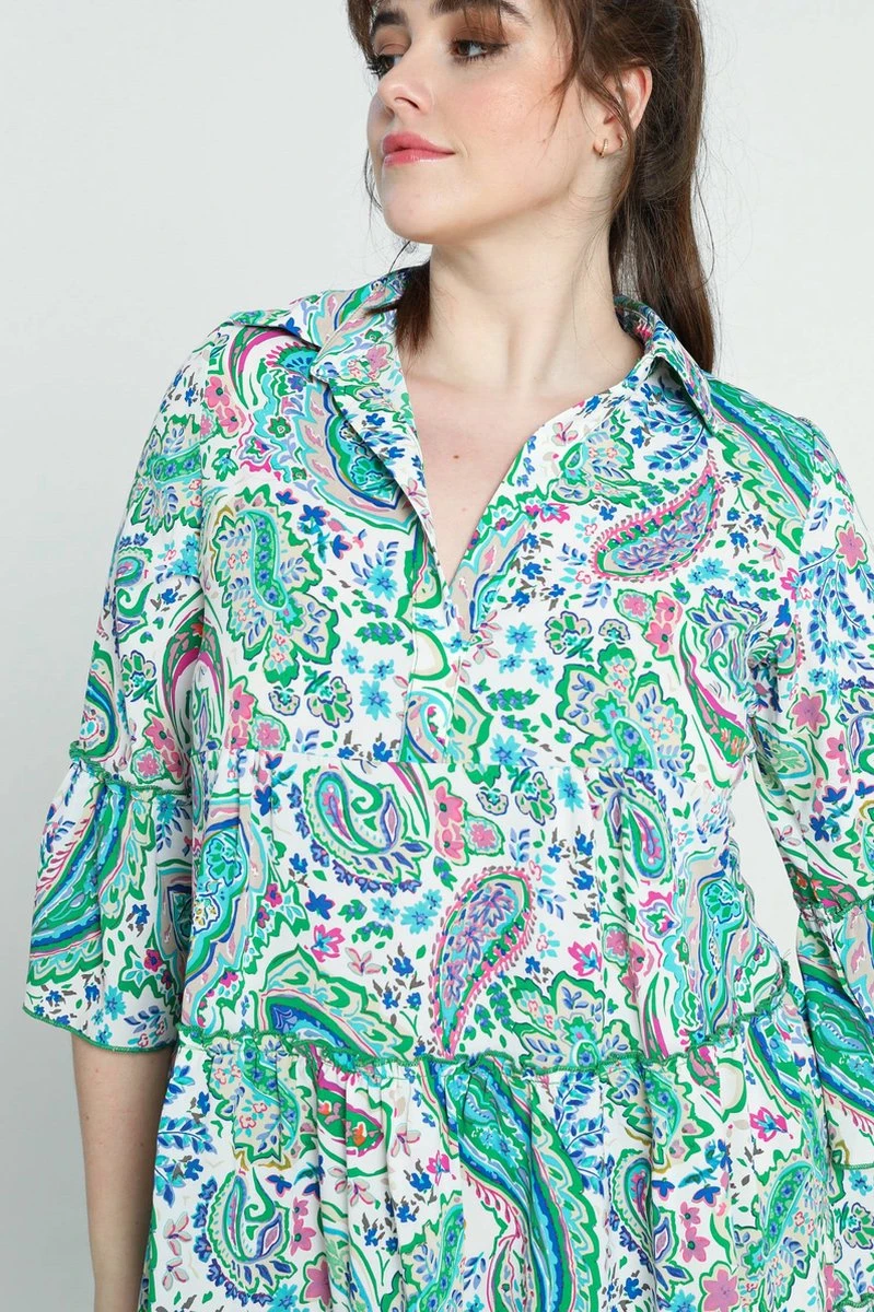 Paprika Robe Courte M3/4 Col Chemise Volant 5 Paprika Robe Courte M3/4 Col Chemise Volant - Afbeelding 3