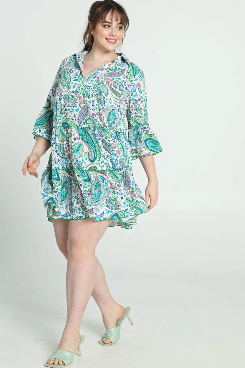 Paprika Robe Courte M3/4 Col Chemise Volant 9 Paprika Robe Courte M3/4 Col Chemise Volant - Afbeelding 7