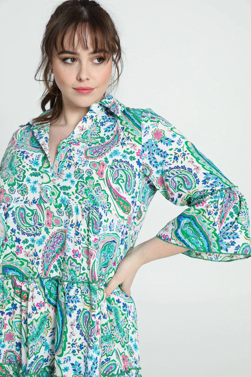 Paprika Robe Courte M3/4 Col Chemise Volant 11 Paprika Robe Courte M3/4 Col Chemise Volant - Afbeelding 9