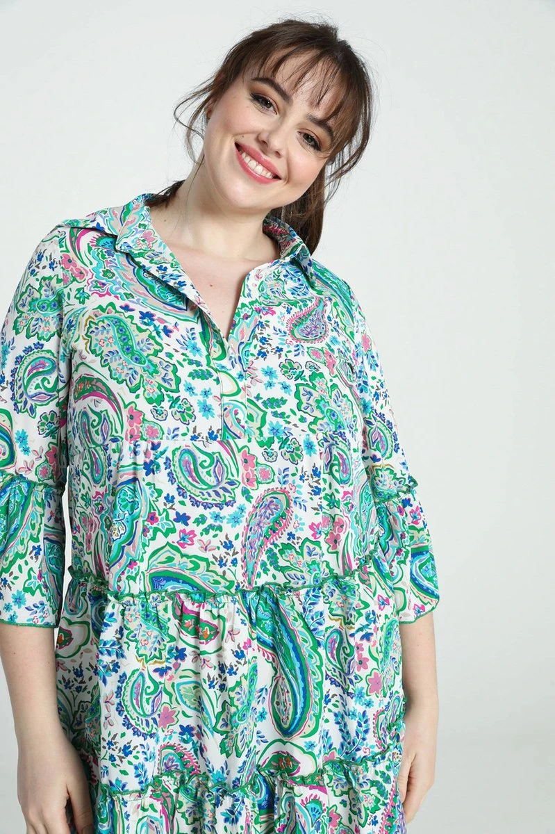 Paprika Robe Courte M3/4 Col Chemise Volant 12 Paprika Robe Courte M3/4 Col Chemise Volant - Afbeelding 10