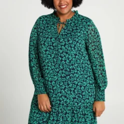 Paprika Korte Jurk Met Bloemetjesmotief