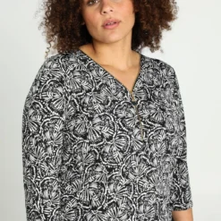 Paprika Bedrukt T-shirt Met Rits En Elastische Onderkant