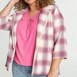 Paprika Kort, Geruit Tweed Jasje