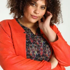 Paprika Kort, Effen Jasje Met Leereffect -Pantalonix Verkoopwinkel 799x1200 268