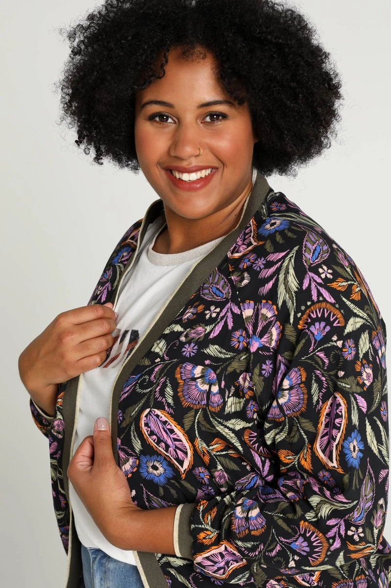 Paprika Korte, Gebloemde Bomberjack Met Lurex 9 Paprika Korte, Gebloemde Bomberjack Met Lurex - Afbeelding 7