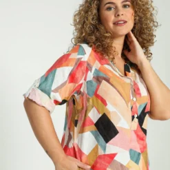 Paprika Korte, Linnen Jurk Met Grafisch Motief -Pantalonix Verkoopwinkel 799x1200 30