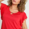 Paprika Effen T-shirt In Viscose Met Juweel Aan De Hals -Pantalonix Verkoopwinkel 799x1200 304