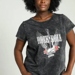 Paprika Gebleekt T-shirt Met Rockprint -Pantalonix Verkoopwinkel 799x1200 353