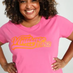 Paprika Effen T-shirt Met Opschrift 'Vintage' -Pantalonix Verkoopwinkel 799x1200 357