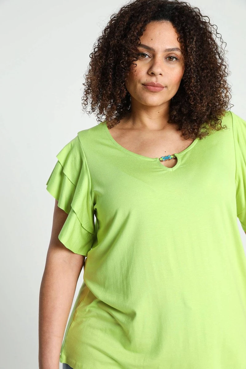 Paprika Effen T-shirt In Viscose Met Juweel Aan De Hals 6 Paprika Effen T-shirt In Viscose Met Juweel Aan De Hals - Afbeelding 4