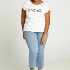 Paprika Effen T-shirt Met Opschrift 'SHINE' En Lurexband -Pantalonix Verkoopwinkel 799x1200 392