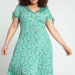 Paprika Koud Gebreide Lange Jurk Met Bloemenprint