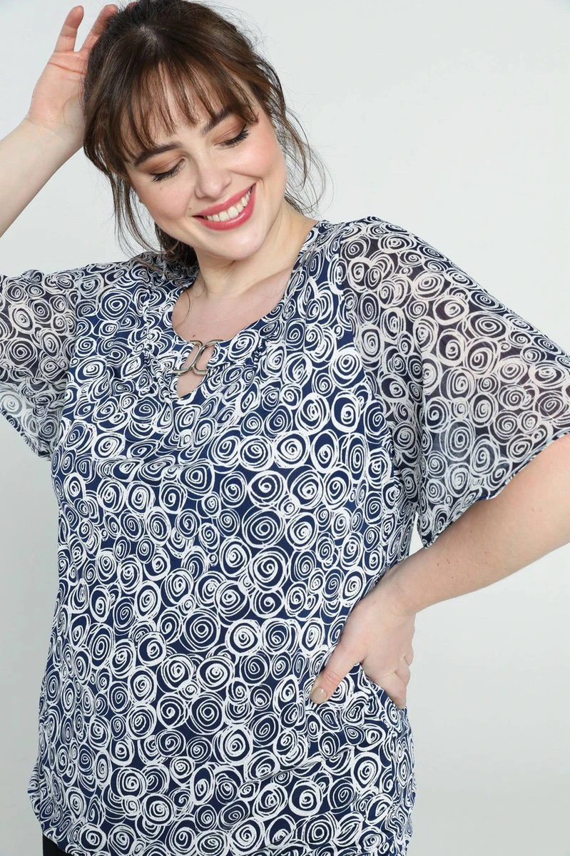 Paprika Bedrukt T-shirt In Voile Met Elleboogmouwen 6 Paprika Bedrukt T-shirt In Voile Met Elleboogmouwen - Afbeelding 4