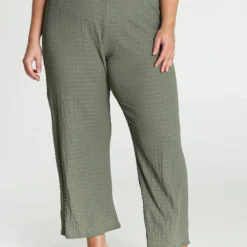 Paprika Effen Gekreukte Broek In Viscose Met Elastische Taille