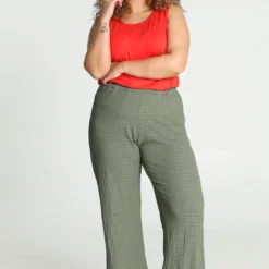 Paprika Effen Gekreukte Broek In Viscose Met Elastische Taille -Pantalonix Verkoopwinkel 799x1200 425