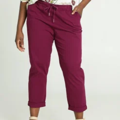 Paprika Effen Chino-broek Met Elastische Taille
