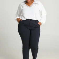 Paprika Slim Broek In Bengaline Met Zakken Met Drukknopen -Pantalonix Verkoopwinkel 799x1200 442