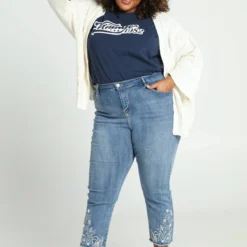 Paprika Slim 3/4-jeans 'Louise' Met Borduurwerk En Parels Louise -Pantalonix Verkoopwinkel 799x1200 494