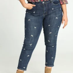 Paprika Slim 7/8-jeans 'Louise' Met Donkere, Geborduurde Vlinders Louise