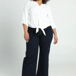 Paprika Effen T-shirt In Twee Stoffen Met Strik Vooraan -Pantalonix Verkoopwinkel 799x1200 6