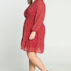 Paprika Korte Wikkeljurk Met Hartjesmotief En Smokwerk Op De Taille -Pantalonix Verkoopwinkel 799x1200 88