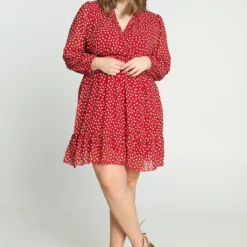 Paprika Korte Wikkeljurk Met Hartjesmotief En Smokwerk Op De Taille -Pantalonix Verkoopwinkel 799x1200 90