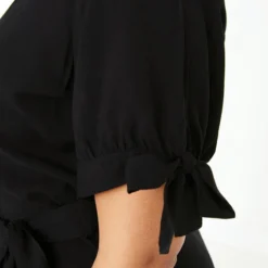 Trendyol Vrouwen Gepofte/ruche Mouw V-hals Basis Grote Maten Jurk -Pantalonix Verkoopwinkel 800x1200 101