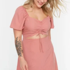 Trendyol Vrouwen Standaard Mouw V-hals A-lijn Grote Maten Jurk -Pantalonix Verkoopwinkel 800x1200 11