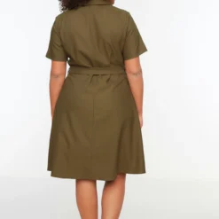 Trendyol Vrouwen Standaard Mouw Reverskraag Overhemdjurk Grote Maten Jurk -Pantalonix Verkoopwinkel 800x1200 114