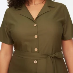 Trendyol Vrouwen Standaard Mouw Reverskraag Overhemdjurk Grote Maten Jurk -Pantalonix Verkoopwinkel 800x1200 116
