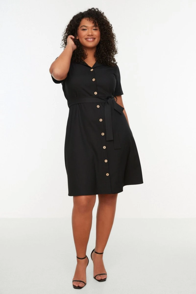 Trendyol Vrouwen Standaard Mouw Reverskraag Overhemdjurk Plus Size Jurk 3 Trendyol Vrouwen Standaard Mouw Reverskraag Overhemdjurk Plus Size Jurk