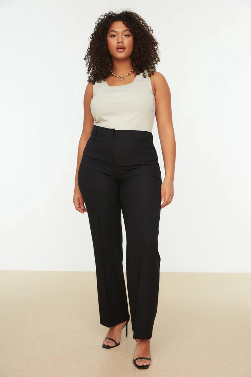 Trendyol Vrouwen Normale Taille Breed Been Grote Maten Broek 11 Trendyol Vrouwen Normale Taille Breed Been Grote Maten Broek - Afbeelding 9