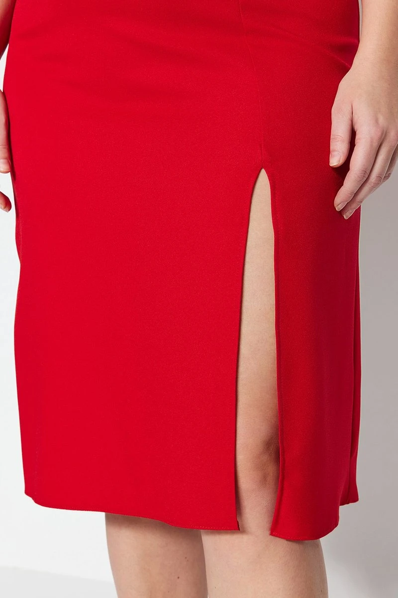 Trendyol Vrouwen Standaard Mouw Vierkante Kraag Bodycon Plus Size Jurk 9 Trendyol Vrouwen Standaard Mouw Vierkante Kraag Bodycon Plus Size Jurk - Afbeelding 7