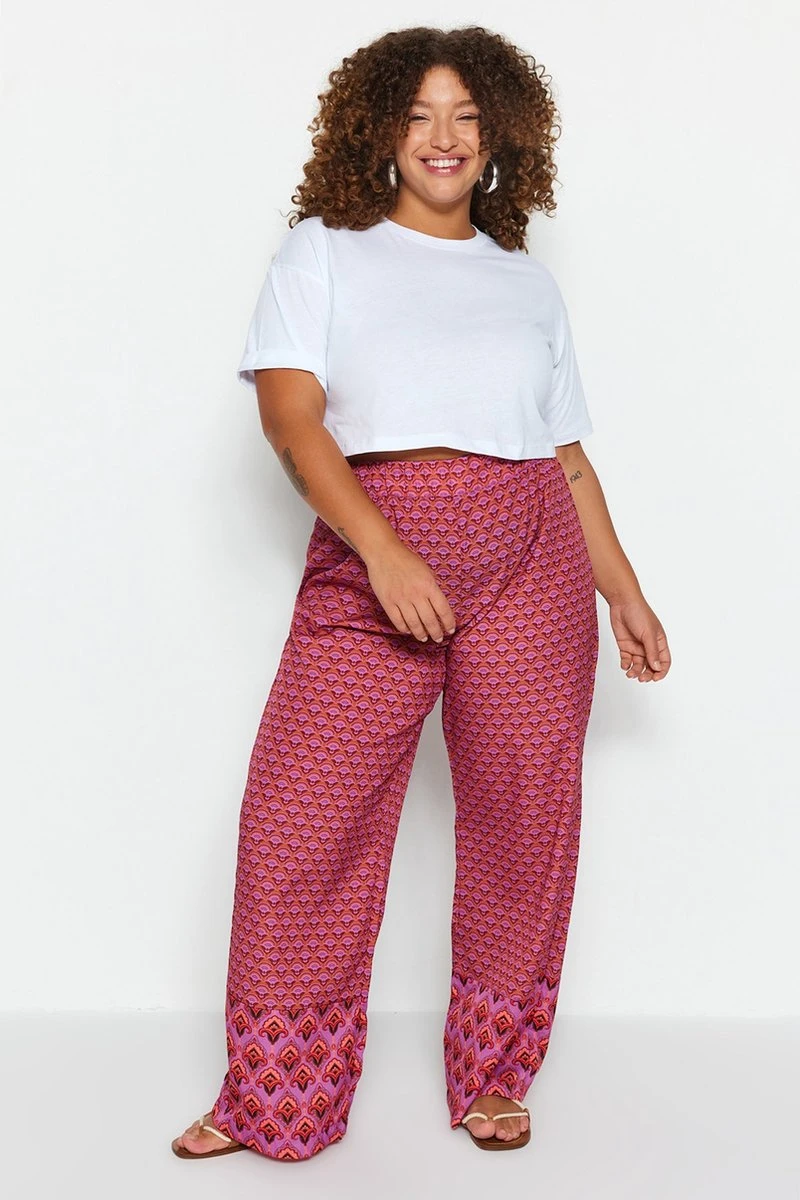 Trendyol Vrouwen Hoge Taille Breed Been Grote Maten Broek 3 Trendyol Vrouwen Hoge Taille Breed Been Grote Maten Broek