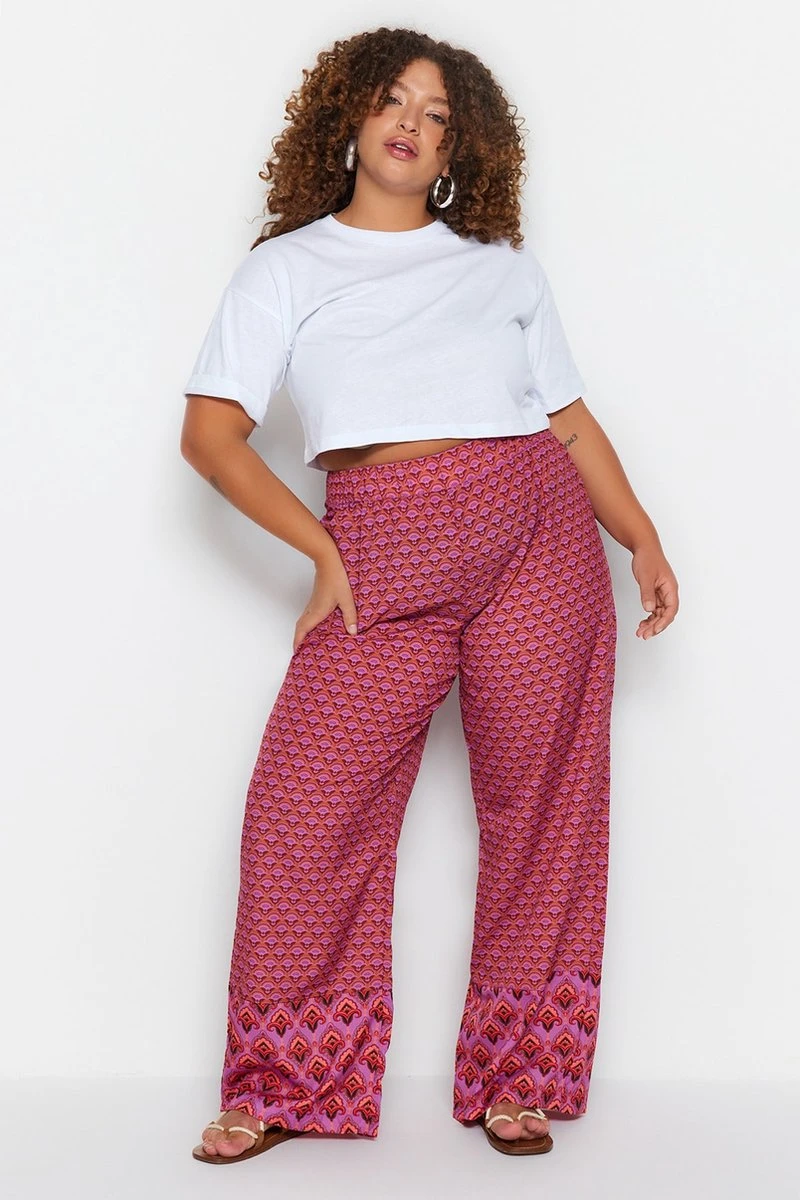 Trendyol Vrouwen Hoge Taille Breed Been Grote Maten Broek 7 Trendyol Vrouwen Hoge Taille Breed Been Grote Maten Broek - Afbeelding 5