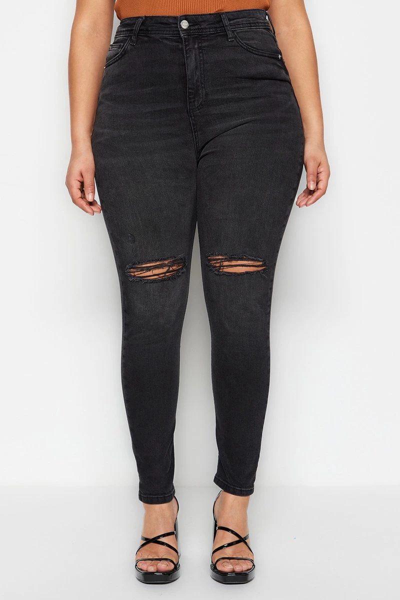 Trendyol Vrouwen Hoge Taille Mager Grote Maten Jeans 6 Trendyol Vrouwen Hoge Taille Mager Grote Maten Jeans - Afbeelding 4