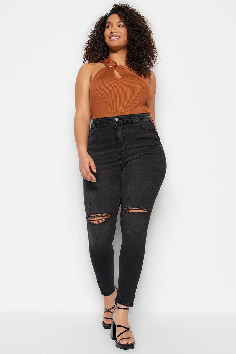 Trendyol Vrouwen Hoge Taille Mager Grote Maten Jeans 7 Trendyol Vrouwen Hoge Taille Mager Grote Maten Jeans - Afbeelding 5