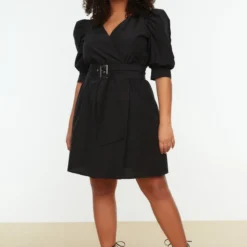 Trendyol Vrouwen Gepofte/ruche Mouw V-hals Omslag Plus Size Jurk 21 Trendyol Vrouwen Gepofte/ruche Mouw V-hals Omslag Plus Size Jurk -Pantalonix Verkoopwinkel 800x1200 76